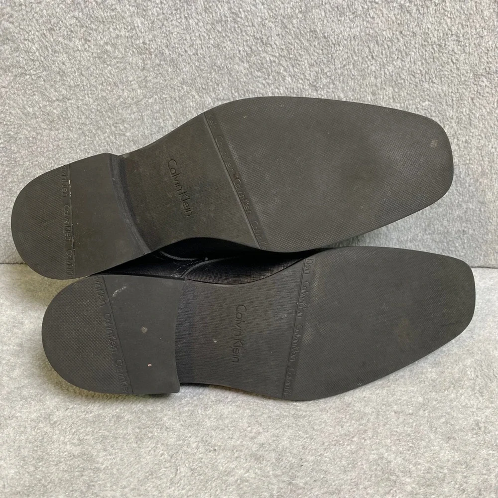 Calvin Klein Gunther‎ Dress Shoes Men's 9 Black Saffiano Textured Square Toe GUC